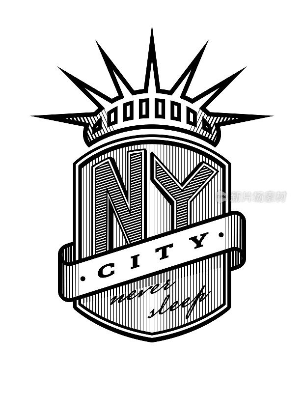 New York city emblem, vintage style. Vector illustration.